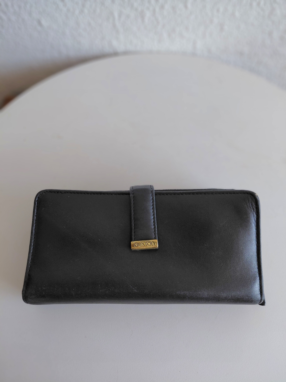 Buxton Black Cowhide Leather Trifold Wallet Coin Pocket  Wallet